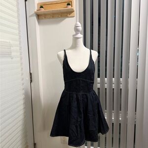 Zara Black Sleeveless Denim Mini Dress